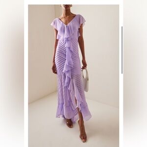 Elegant Purple Ruffled Gown